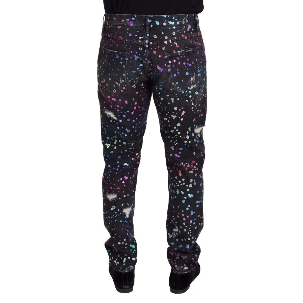 Vibrant Dolce Gabbana Denim Multicolor Print Pants Italian Style Jeans &