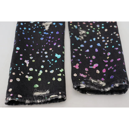 Vibrant Dolce Gabbana Denim Multicolor Print Pants Italian Style Jeans &
