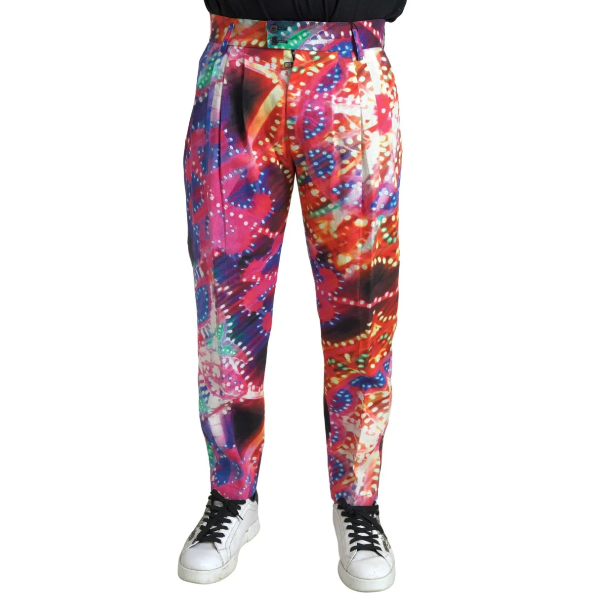 Vibrant Dolce & Gabbana Multicolor Linen Chino Pants