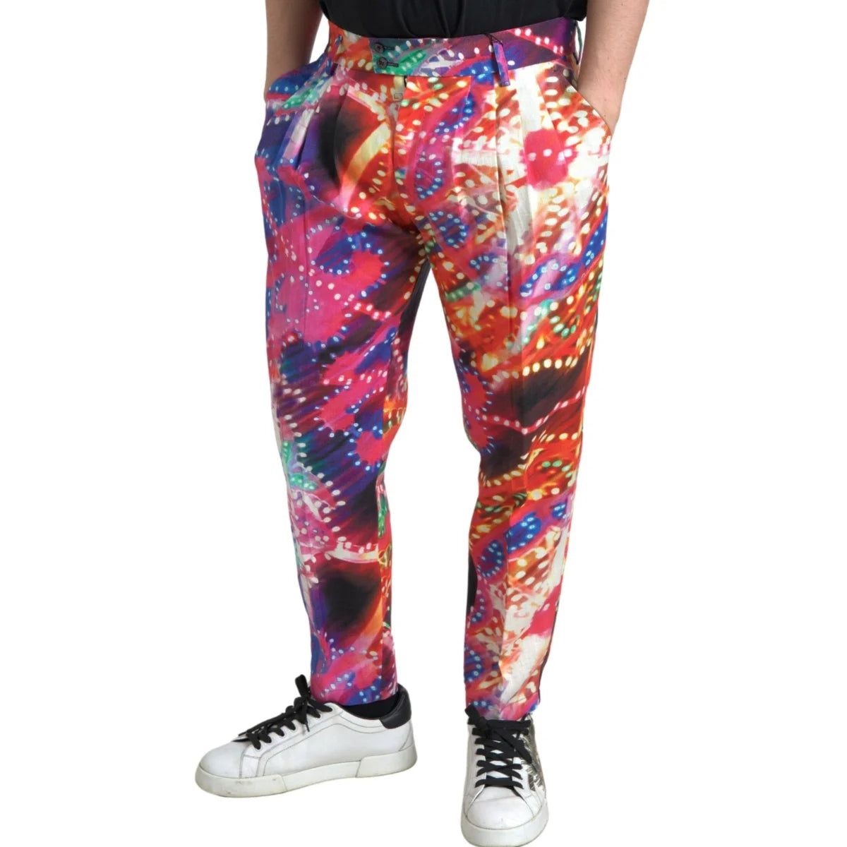 Vibrant Dolce & Gabbana Multicolor Linen Chino Pants
