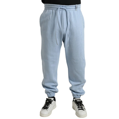 Vibrant Gabbana Light Blue Skinny Cotton Blend Jogger Pants Dolce &