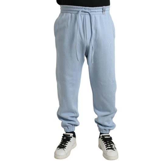 Vibrant Gabbana Light Blue Skinny Cotton Blend Jogger Pants Dolce &