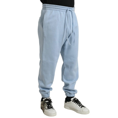 Vibrant Gabbana Light Blue Skinny Cotton Blend Jogger Pants Dolce &