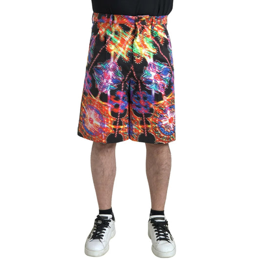 Vibrant Gabbana Multicolor Bermuda Logo Details Shorts Dolce &