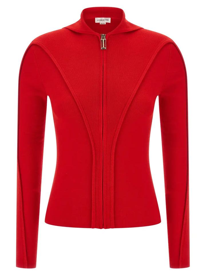 Victoria Beckham Red Wool Cardigan