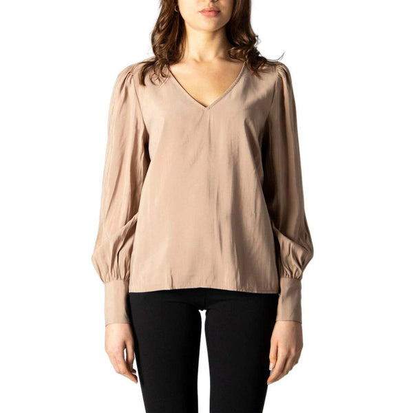 Vila Clothes Blouses - Women’s Beige Silk Blouse
