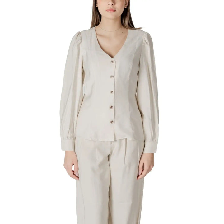 Vila Clothes Beige Viscose Blouse