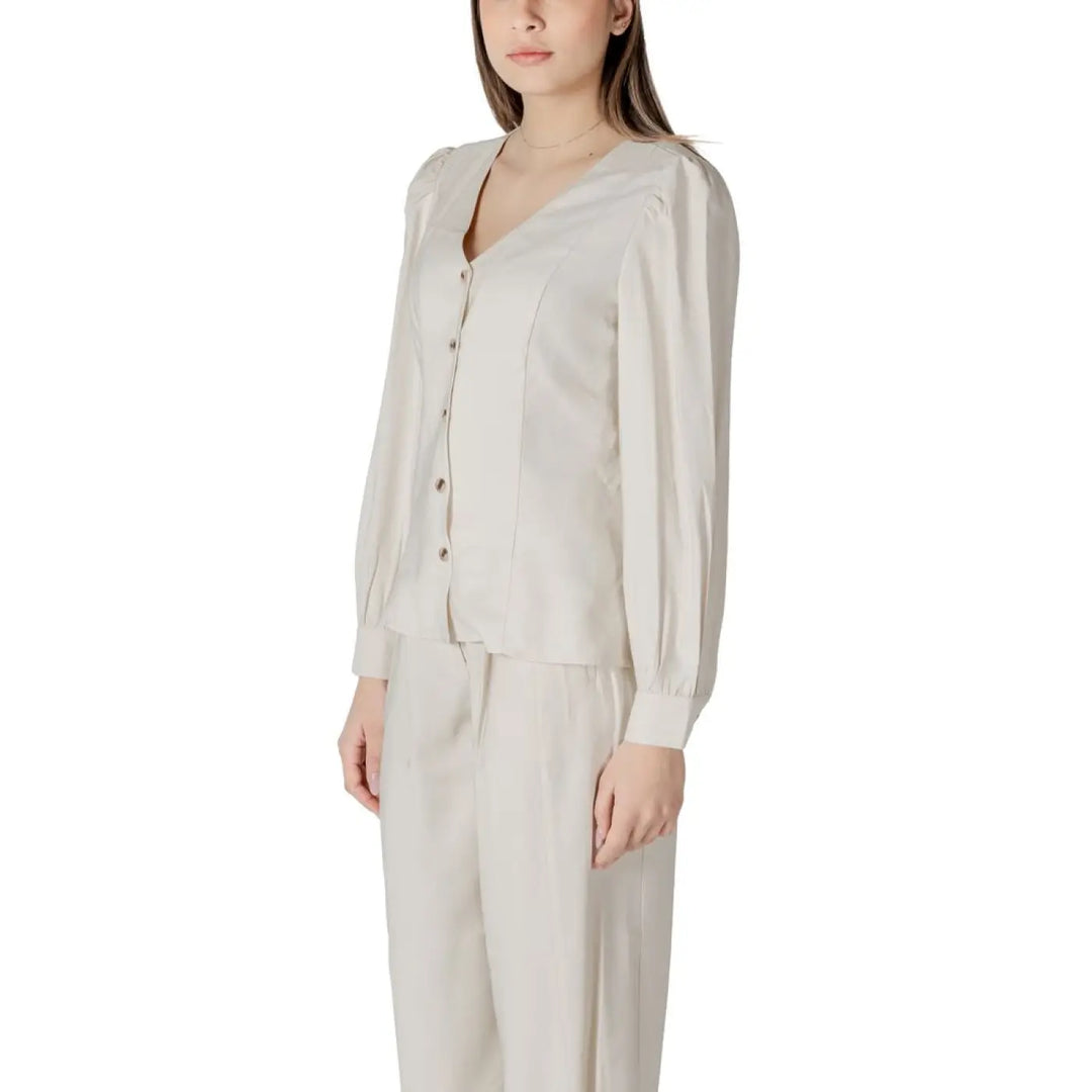 Vila Clothes Beige Viscose Blouse