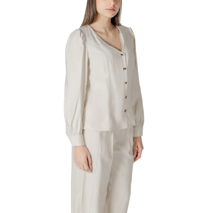 Vila Clothes Beige Viscose Blouse