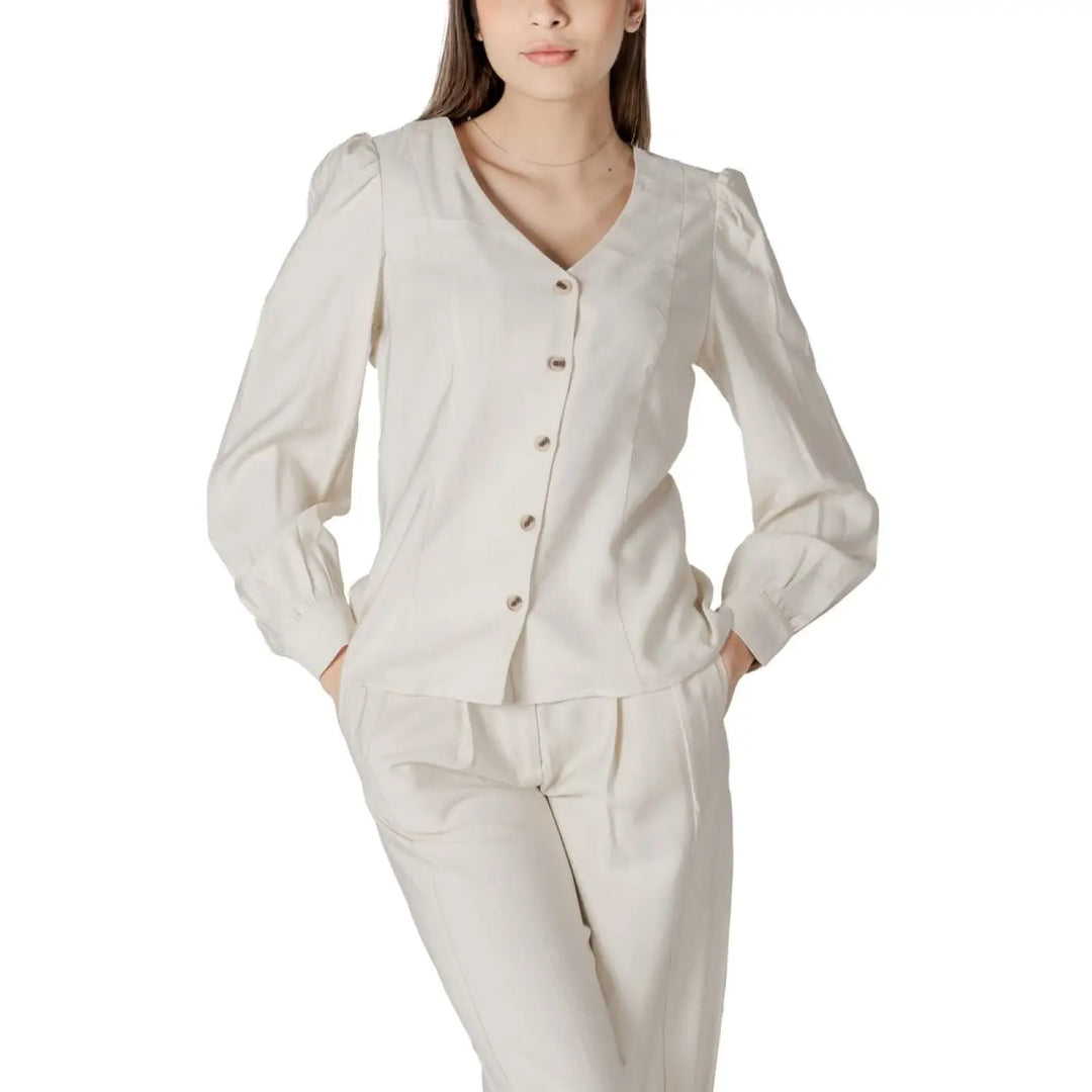 Vila Clothes Beige Viscose Blouse