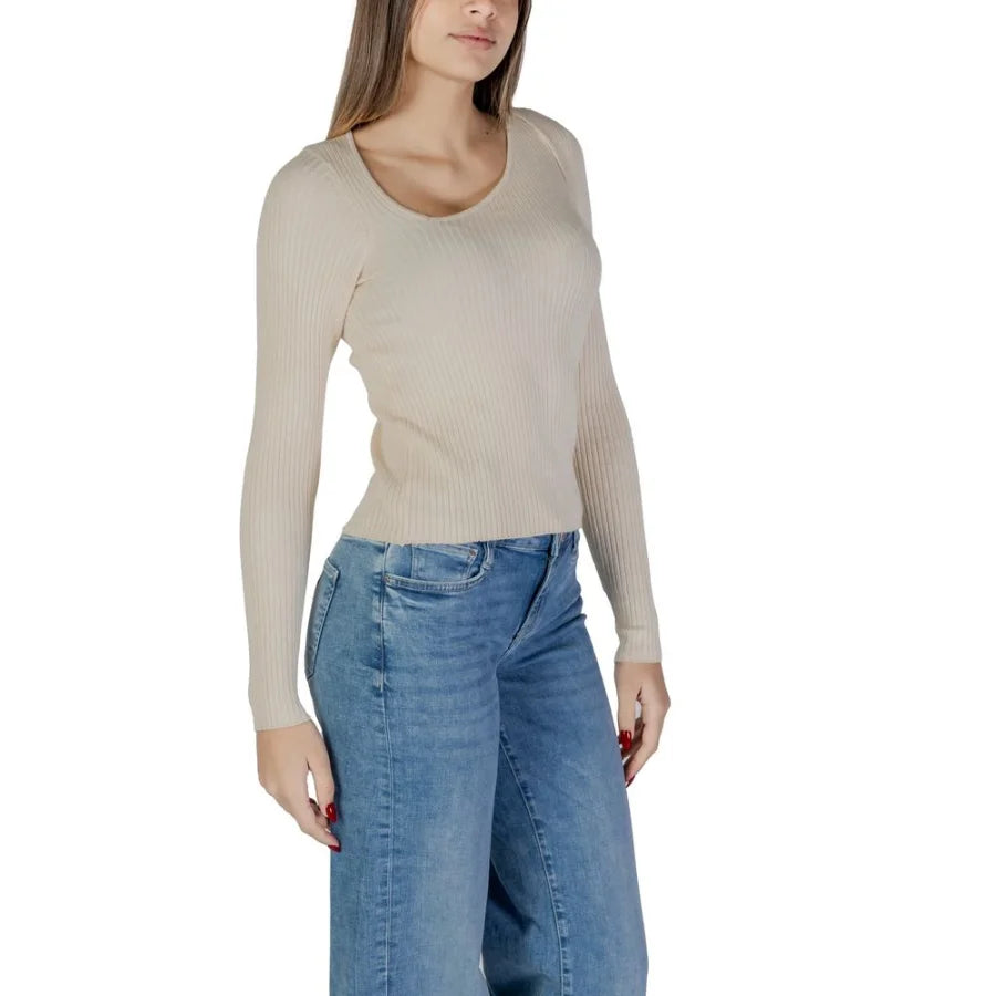 Vila Clothes Beige Viscose Sweatshirt