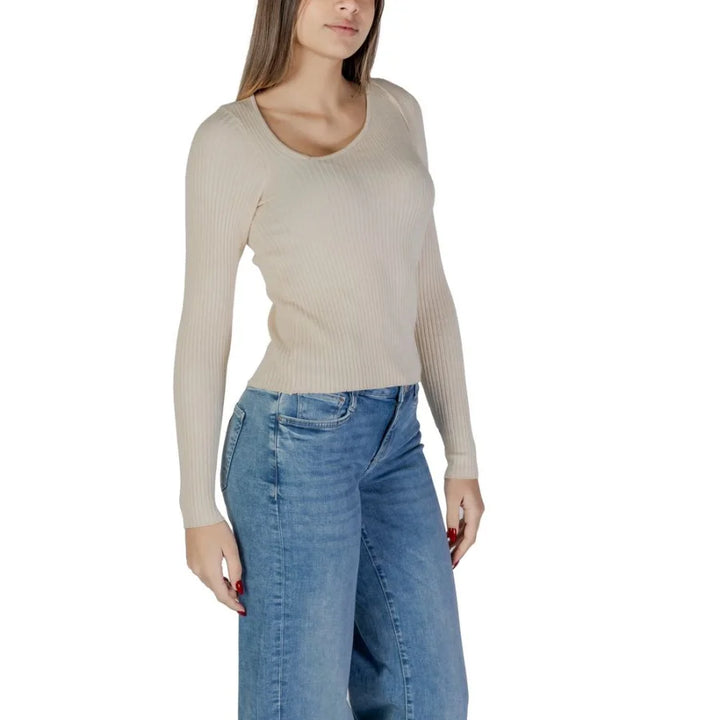Vila Clothes Beige Viscose Sweatshirt