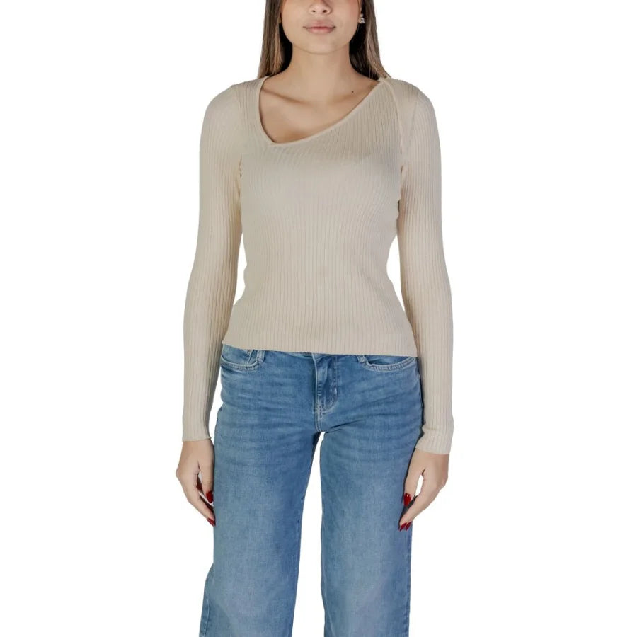 Vila Clothes Beige Viscose Sweatshirt