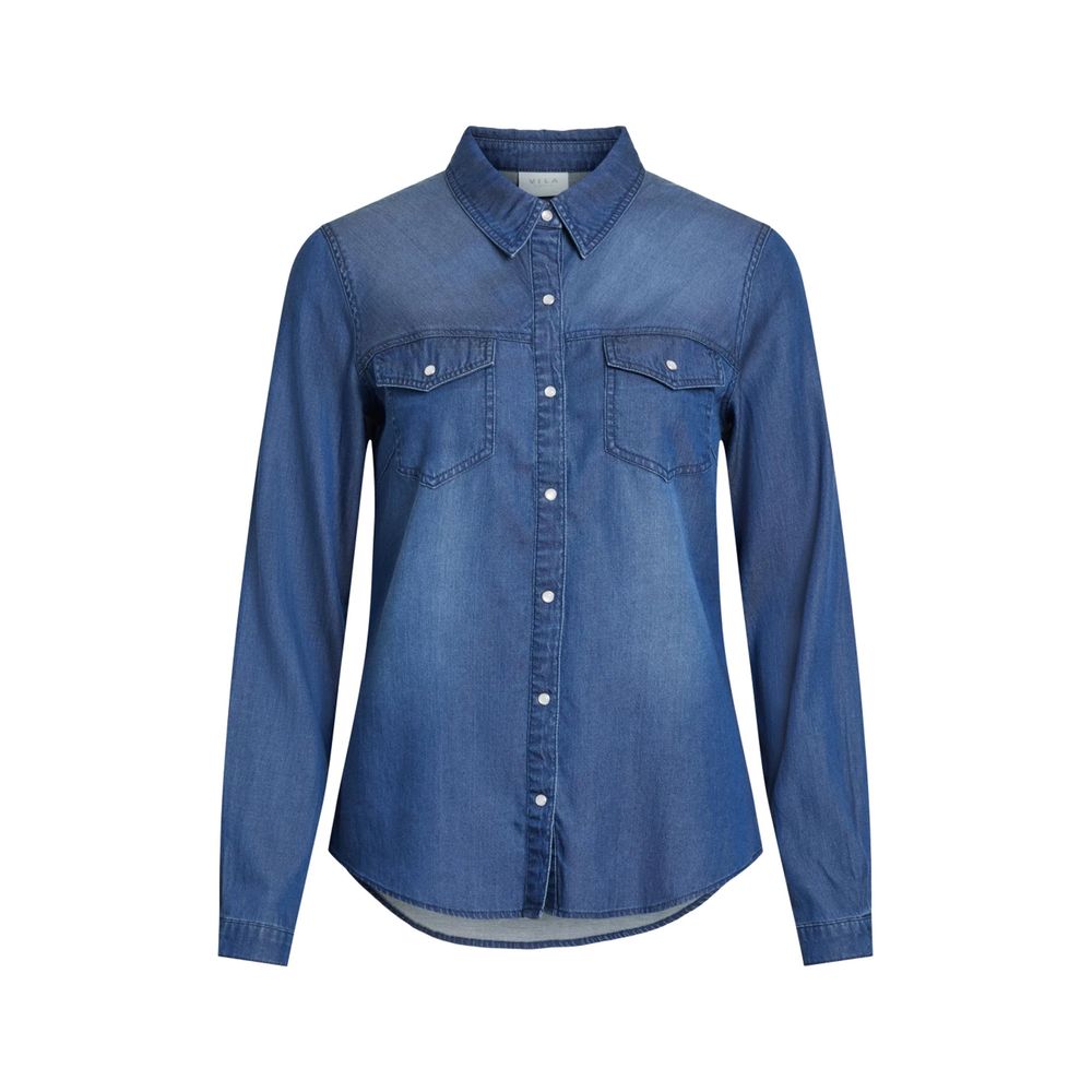 Vila Clothes Shirts - Women’s Blue Cotton Blouse