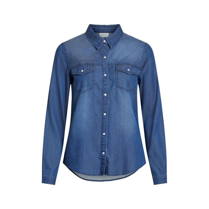 Vila Clothes Shirts - Women’s Blue Cotton Blouse