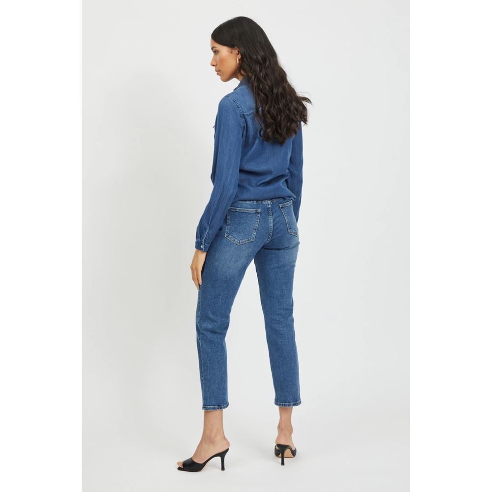 Vila Clothes Shirts - Women’s Blue Cotton Blouse
