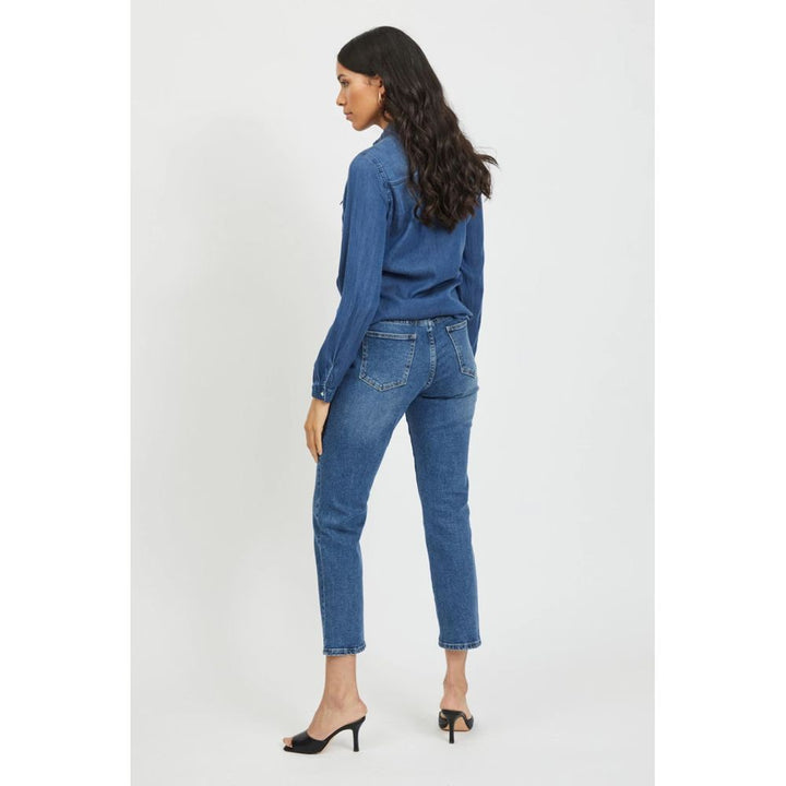 Vila Clothes Shirts - Women’s Blue Cotton Blouse