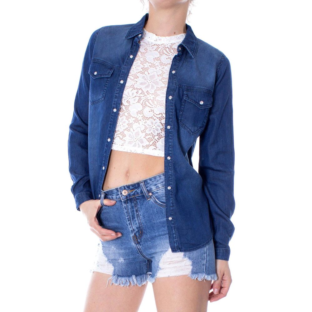 Vila Clothes Shirts - Blue Denim Shirt