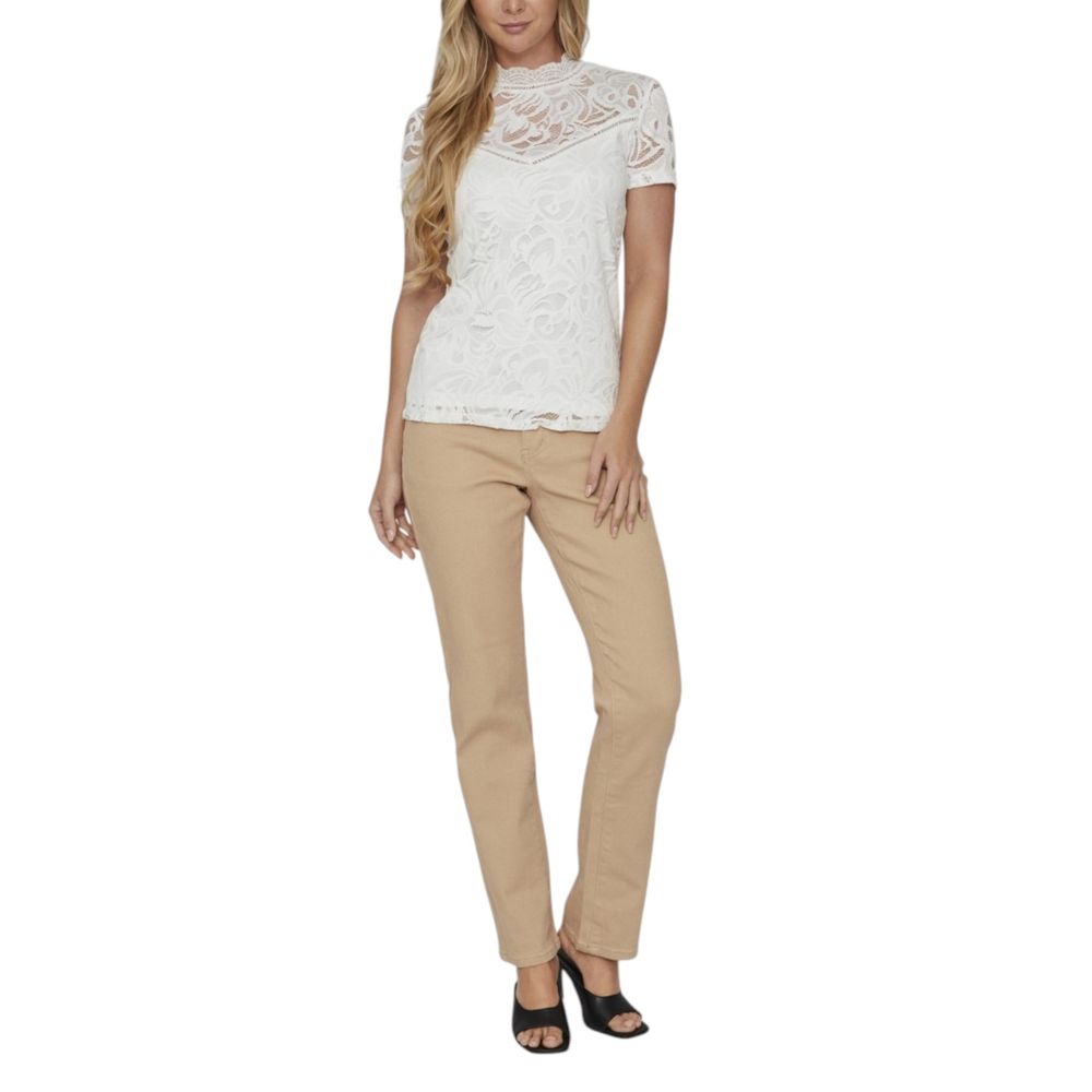 Vila Clothes - Cream Polyamide T-Shirt