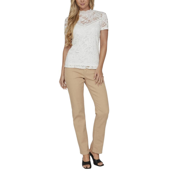 Vila Clothes - Cream Polyamide T-Shirt