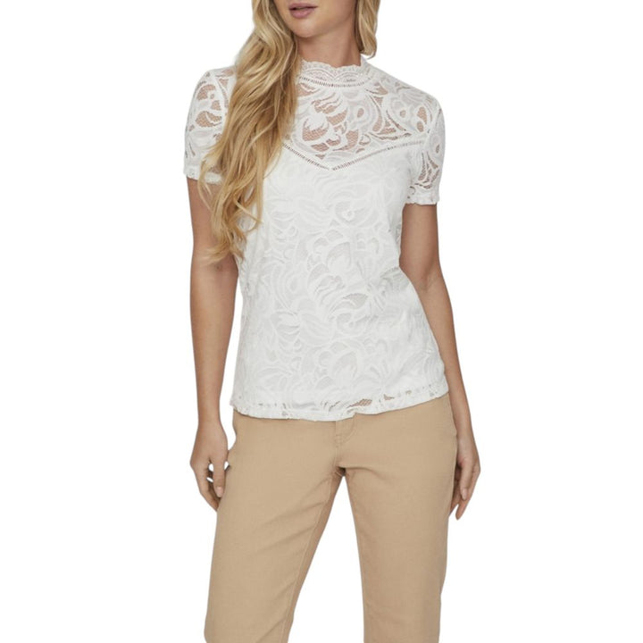 Vila Clothes - Cream Polyamide T-Shirt
