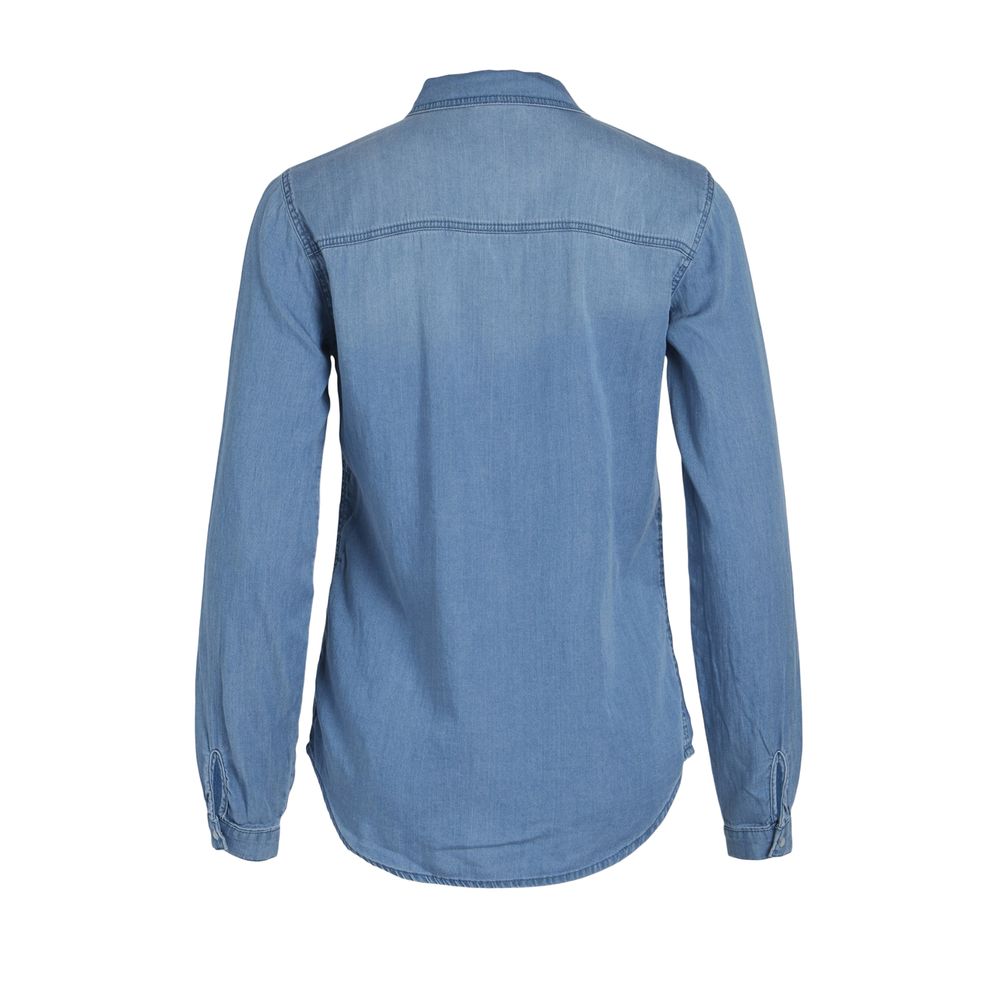Vila Clothes Shirts - Women’s Light Blue Cotton Blouse