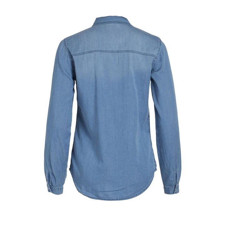 Vila Clothes Shirts - Women’s Light Blue Cotton Blouse