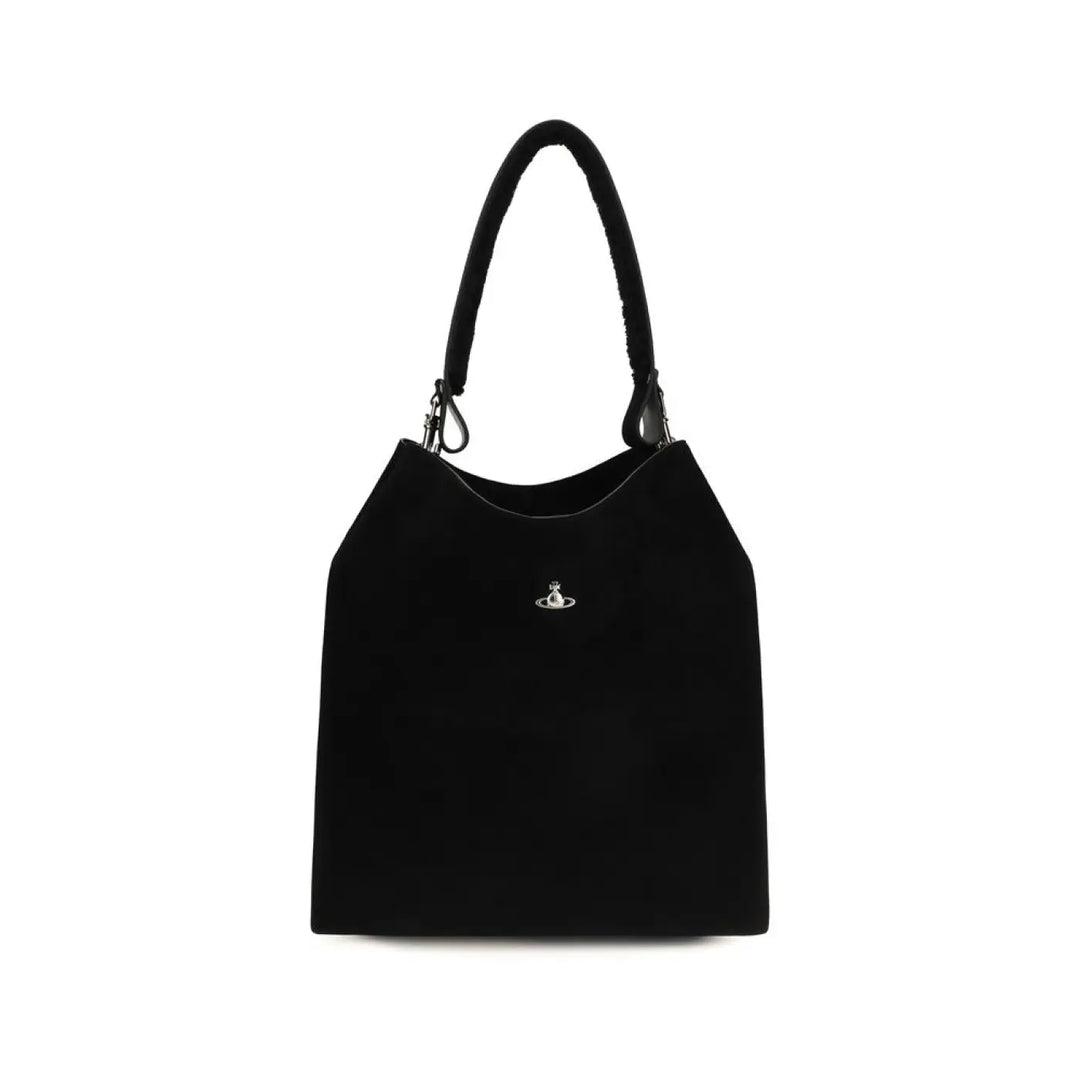 Vivienne Westwood Black Suede Leather Shoulder Bag