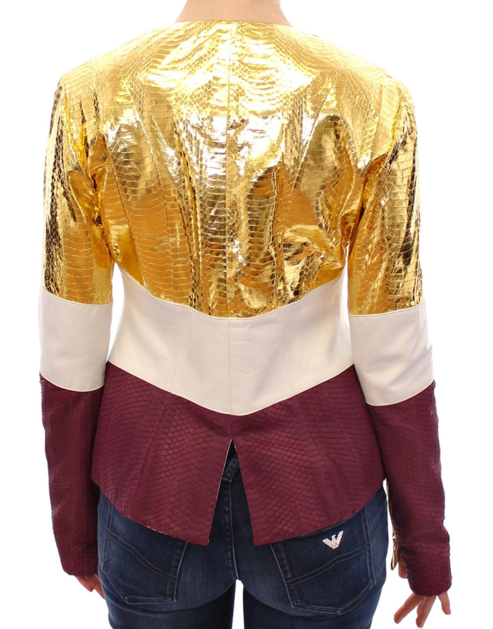 Vladimiro Gioia Coats &amp; Jackets - White Gold Purple Leather Jacket