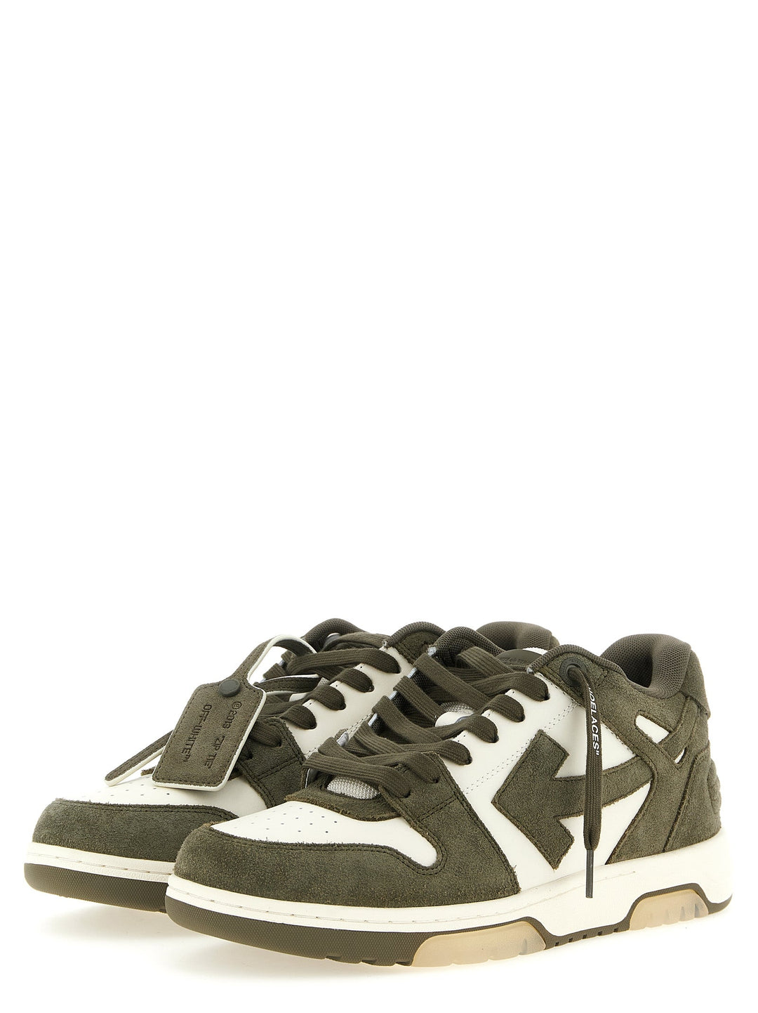 Off-white Bicolor Cowhide Athletic Sneakers