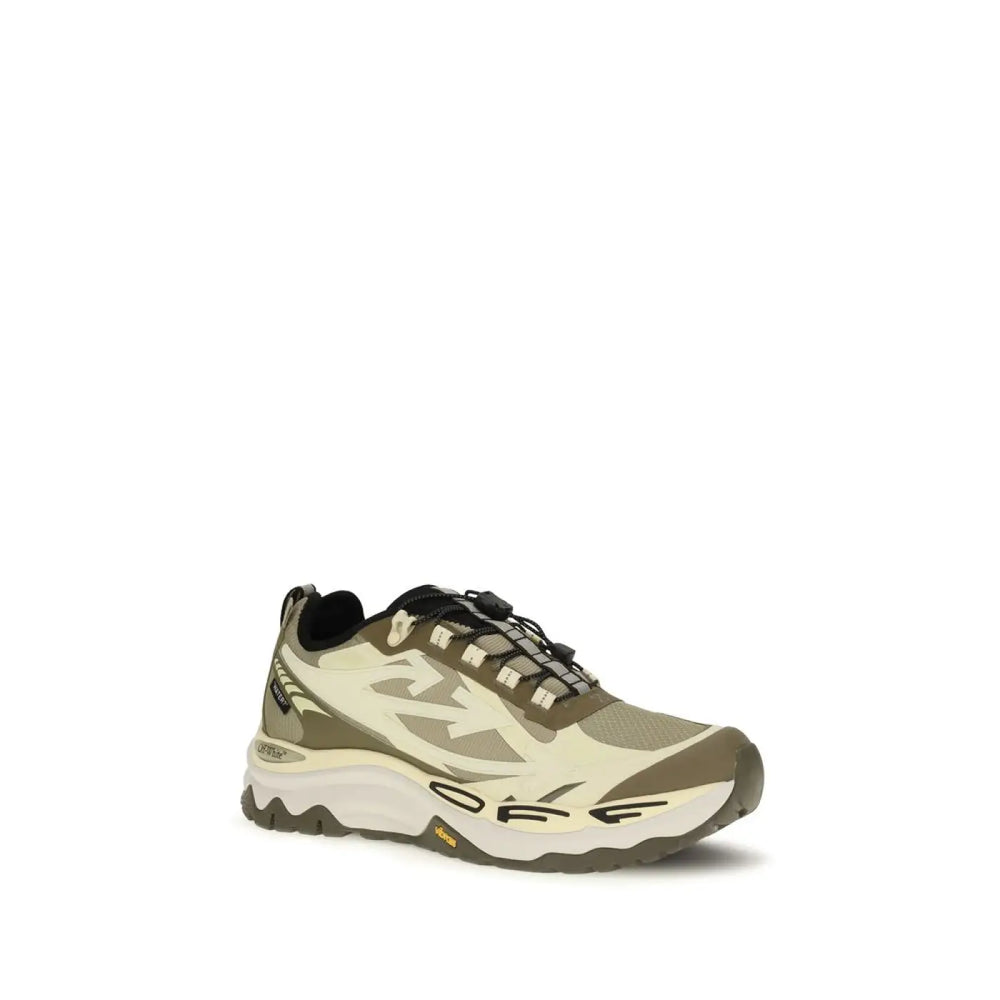 Off-white Bicolor Polyester Athletic Sneakers