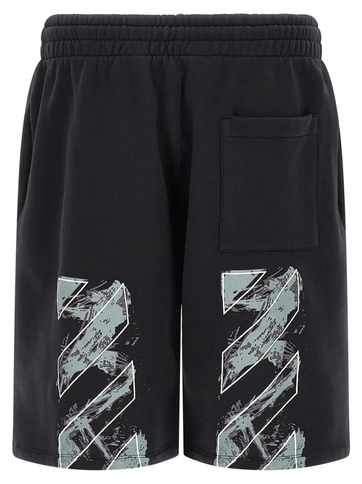Off-white Black Cotton Bermuda Shorts
