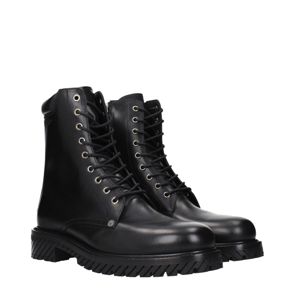 Off-white Black Leather Ankle Boots