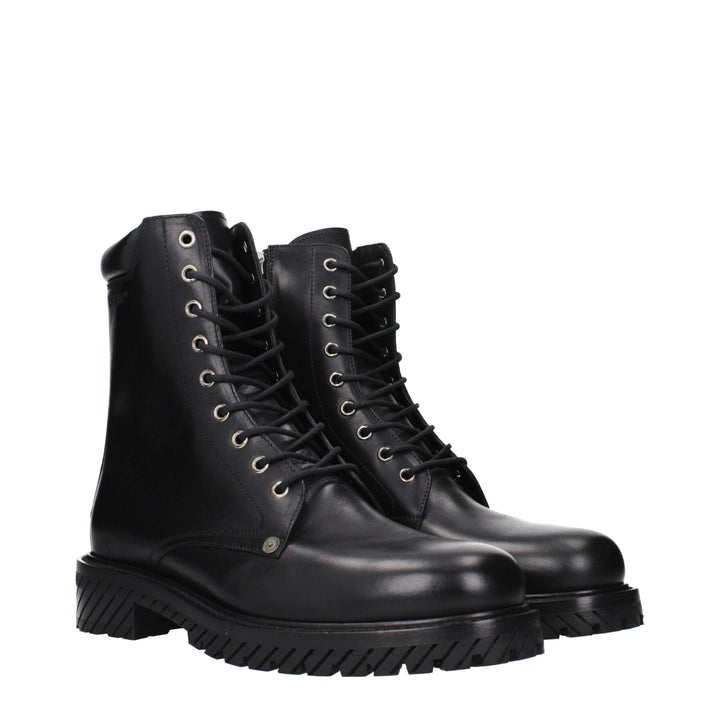 Off-white Black Leather Ankle Boots