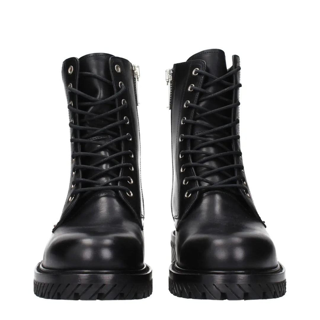 Off-white Black Leather Ankle Boots