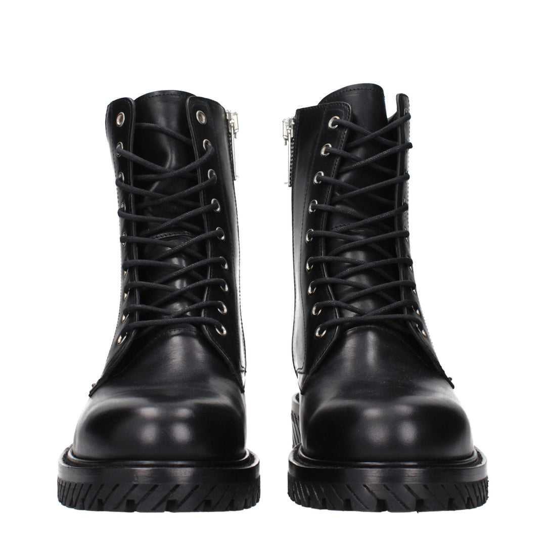 Off-white Black Leather Ankle Boots