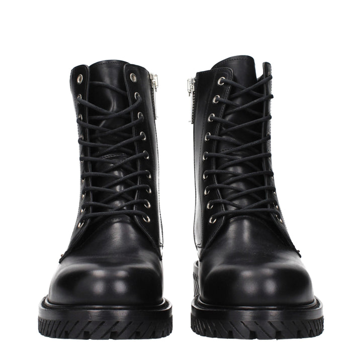 Off-white Black Leather Ankle Boots