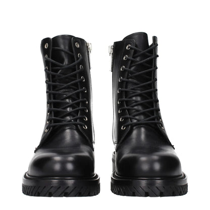 Off-White Black Leather Ankle Boots