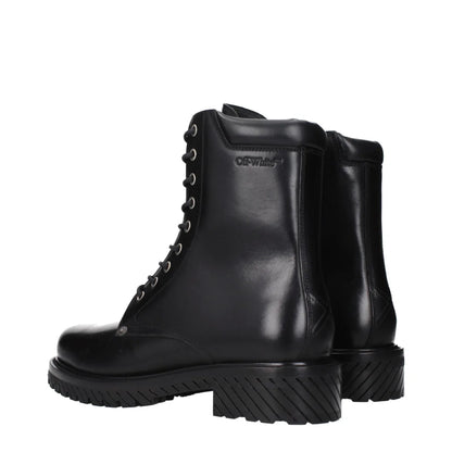 Off-White Black Leather Ankle Boots
