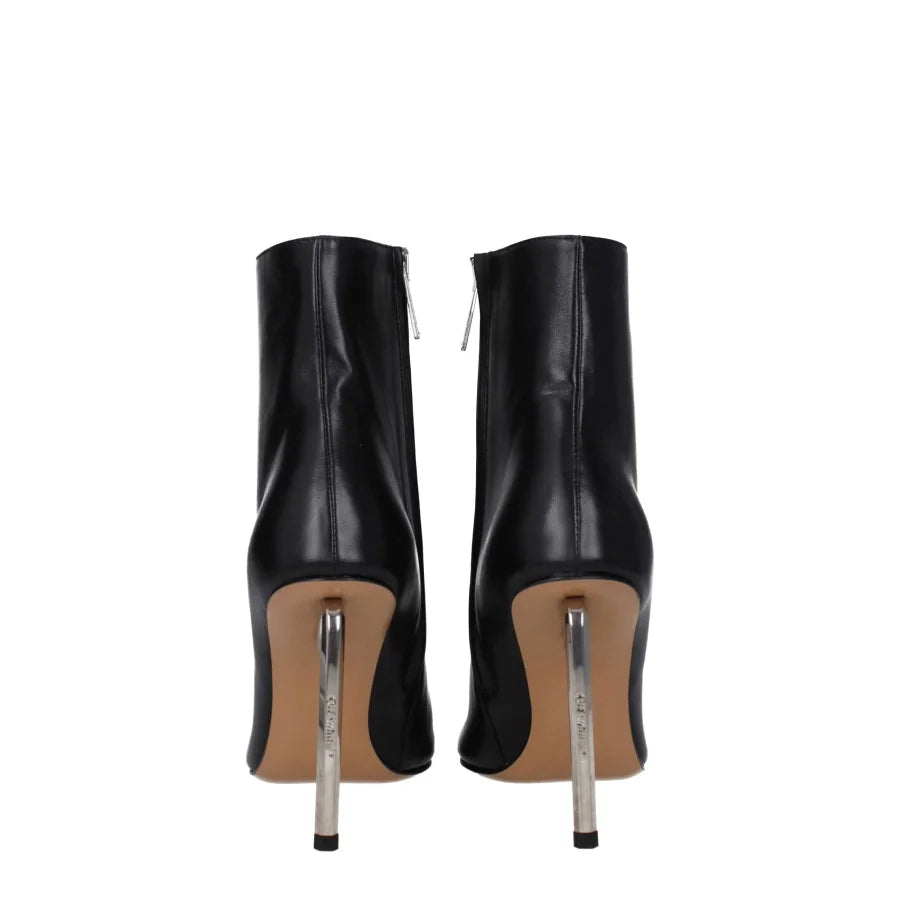 Off-White Black Leather Ankle Boots