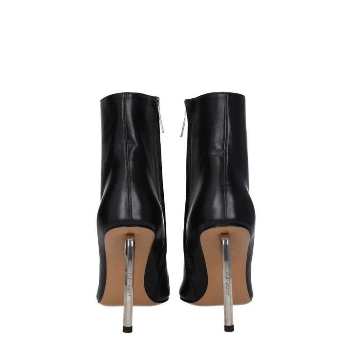 Off-White Black Leather Ankle Boots