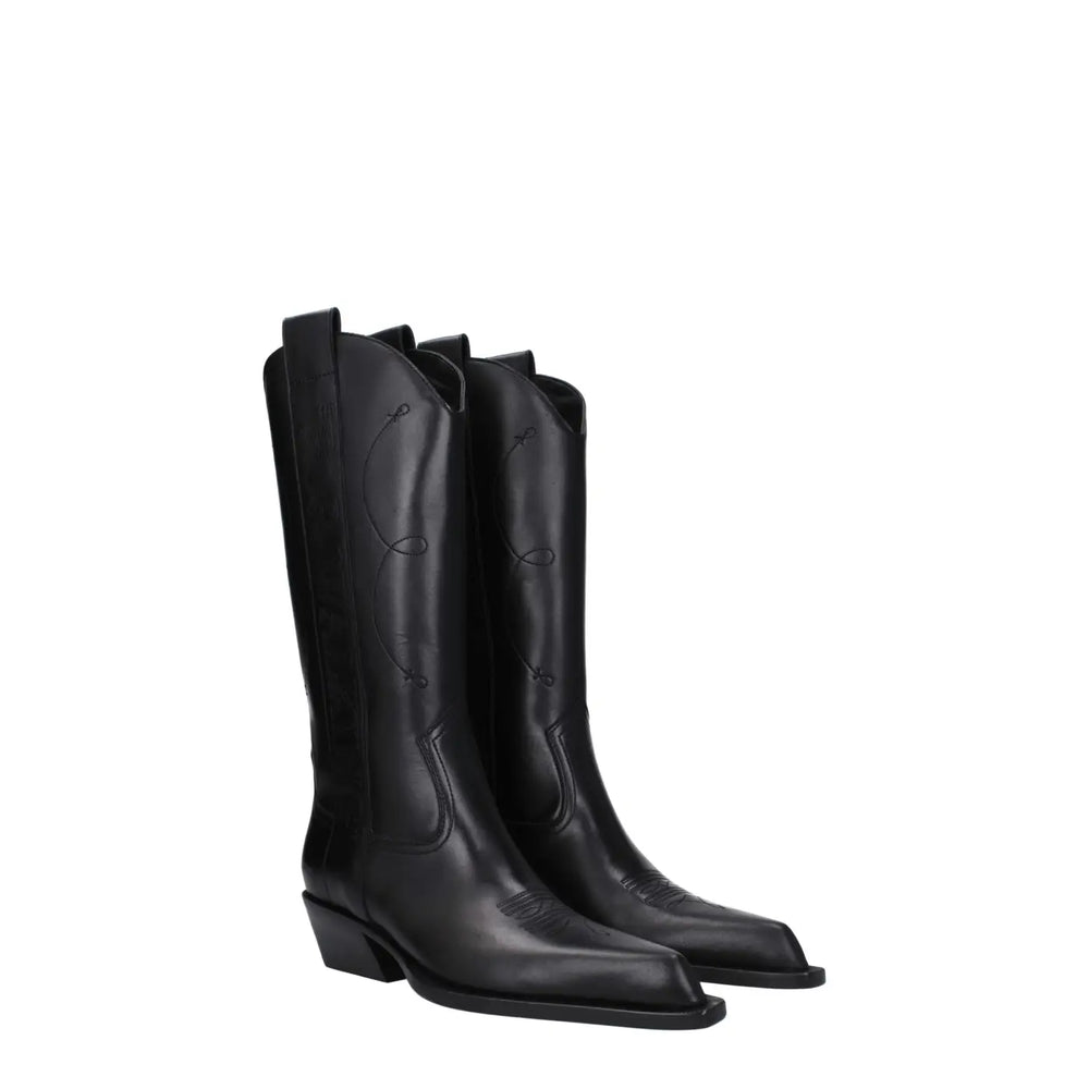 Off-White Black Leather High Heel Boots