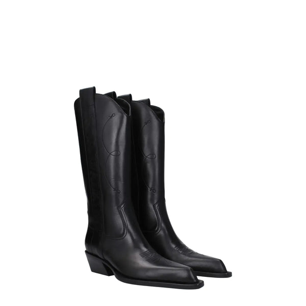 Off-White Black Leather High Heel Boots