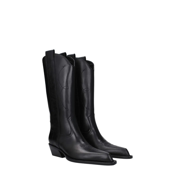 Off-White Black Leather High Heel Boots