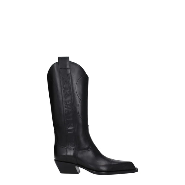 Off-White Black Leather High Heel Boots