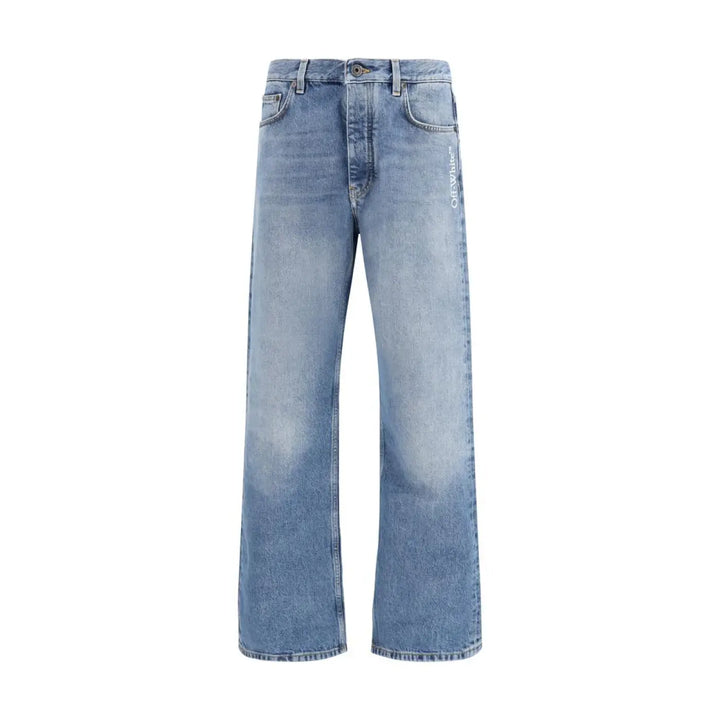 Off-white Blue Cotton Relaxed Fit Jeans