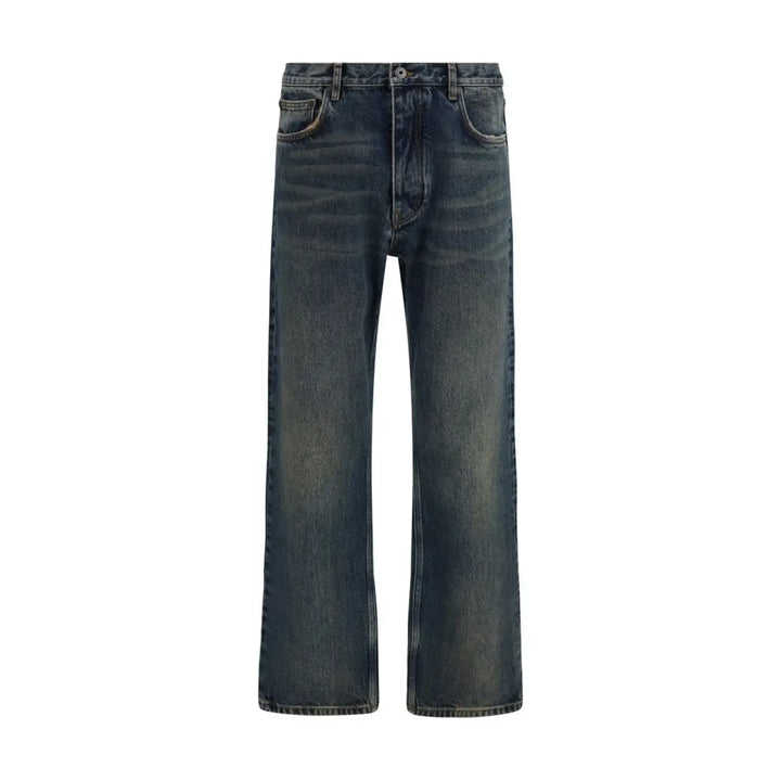 Off-white Blue Cotton Straight-leg Jeans
