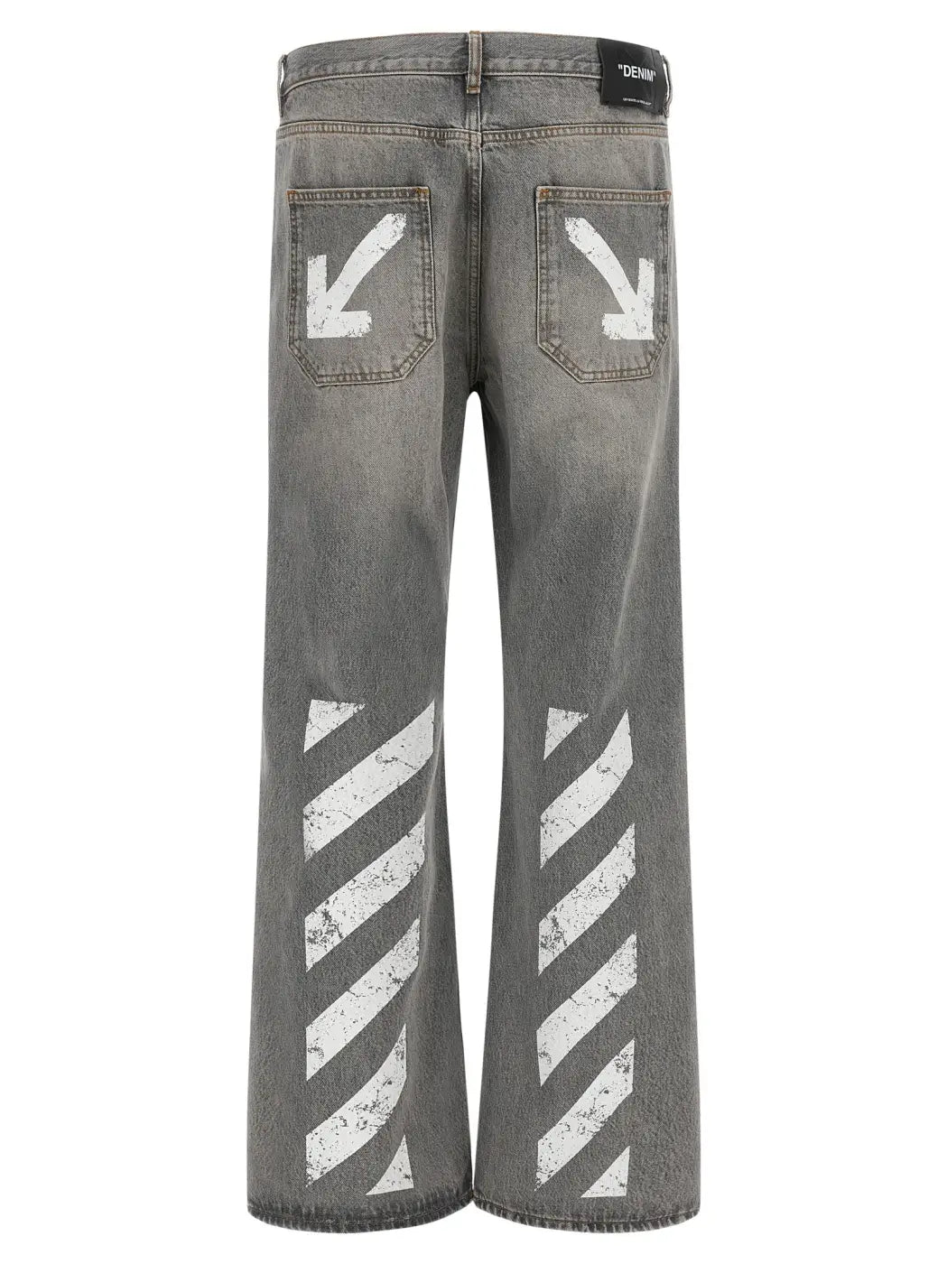 Off-white Gray Cotton Relaxed Fit Jeans