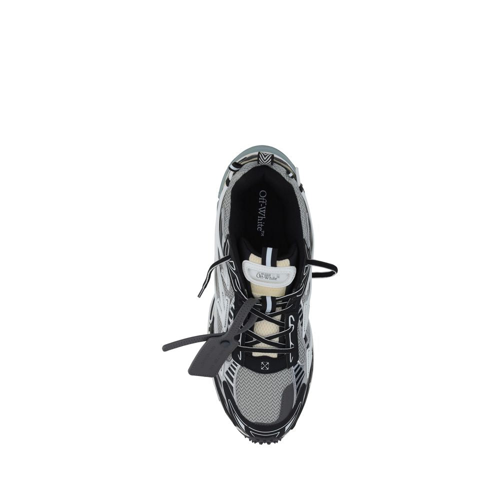 Off-white Gray Polyurethane Athletic Sneakers