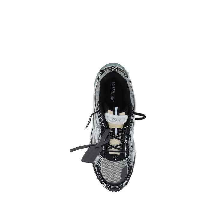 Off-white Gray Polyurethane Athletic Sneakers